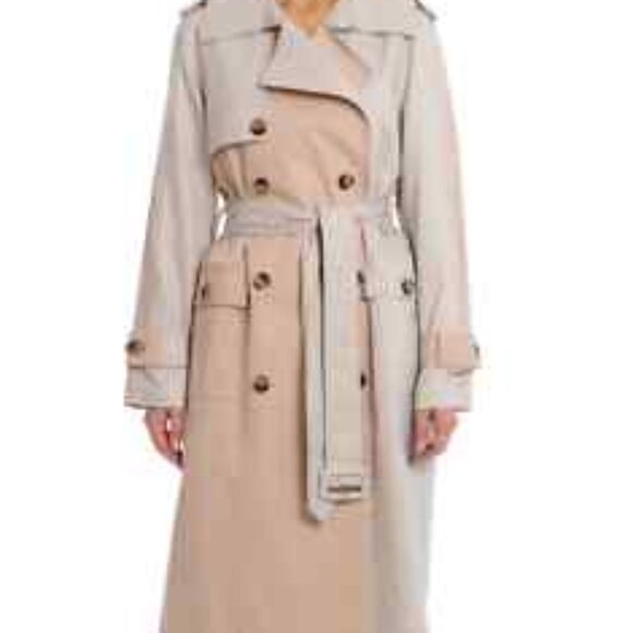 Avec Les Filles Plaid Trench Coat Beige Size Small - Picture 1 of 11